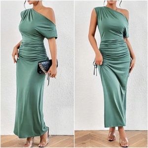 Classic One Shoulder Solid Maxi Dress
